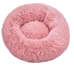 Лежанка пухнастик для котів та собак 40 см Рожева 14386 фото