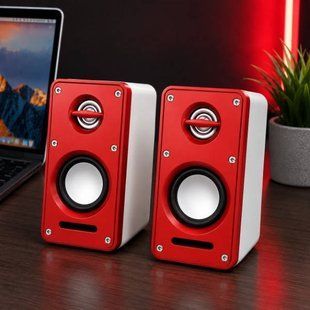 Колонки компьютерные 5Вт USB V15 Красные 36912 фото