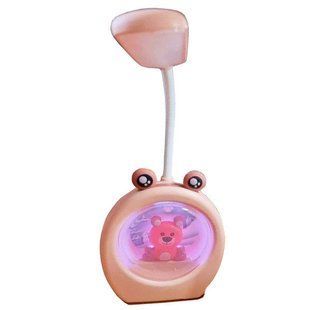 LED ночник аккумуляторный розовый (внутри мишка) 7217 фото