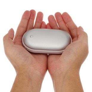 Грелка-повербанк для рук Pebble Hand Warmer PowerBank 5000 mAh серебряный 1089 фото