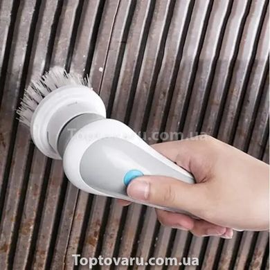 Щітка для миття посуду акумуляторна з насадками Electric cleaning brush Білий 12549 фото