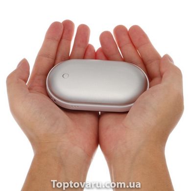 Грелка-повербанк для рук Pebble Hand Warmer PowerBank 5000 mAh серебряный 1089 фото