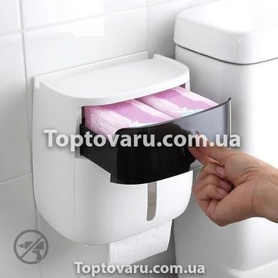 Держатель для туалетной бумаги закрытый с полочкой клеящийся BP-16 Mvm 193876 Черный 4823 фото