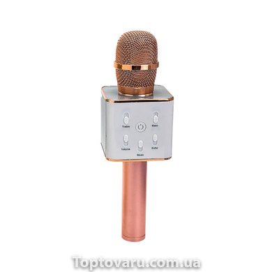 Портативний бездротовий мікрофон караоке Q7 рожево-золотий + чохол 2390 фото