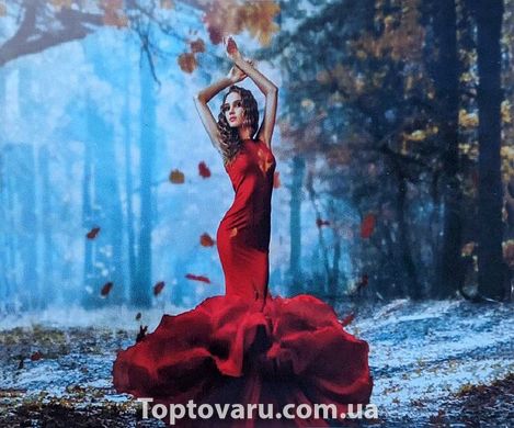 Картина по номерам "Девушка в красном платье" 40*50 см 3132 фото