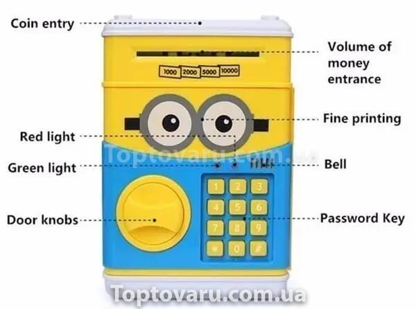 Сейф скарбничка електронна "Міньйон з великими очима" для дітей з кодовим замком 11496 фото