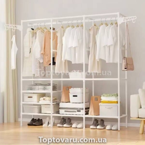 Вешалка для одежды напольная 3 секции Clothes Rack Белая 24867 фото