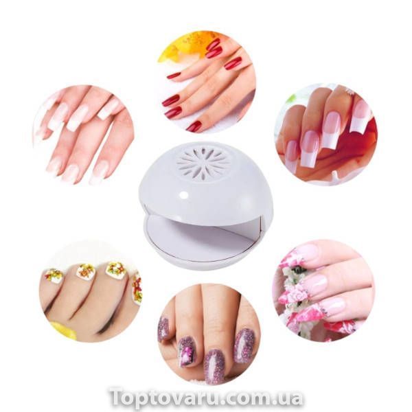 Міні-сушарка для нігтів із вентилятором на батарейках Nail Dryer Біла 37434 фото