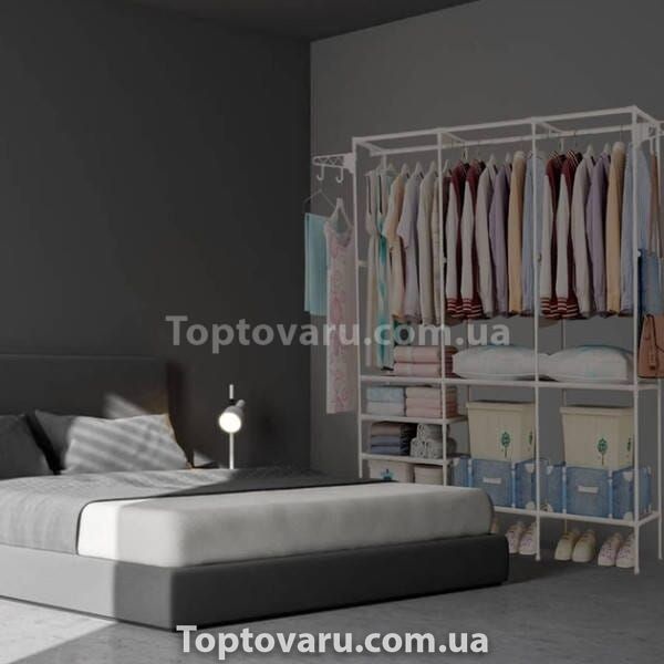 Вешалка для одежды напольная 3 секции Clothes Rack Белая 24867 фото