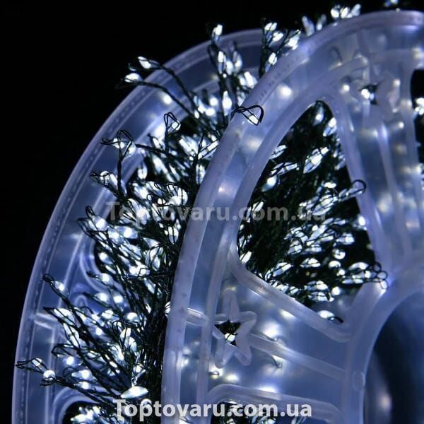 Гирлянда роса линейная Мишура пушистая зеленая проволока 50м 1500LED 220V AD -2588 Белый свет 32774 фото