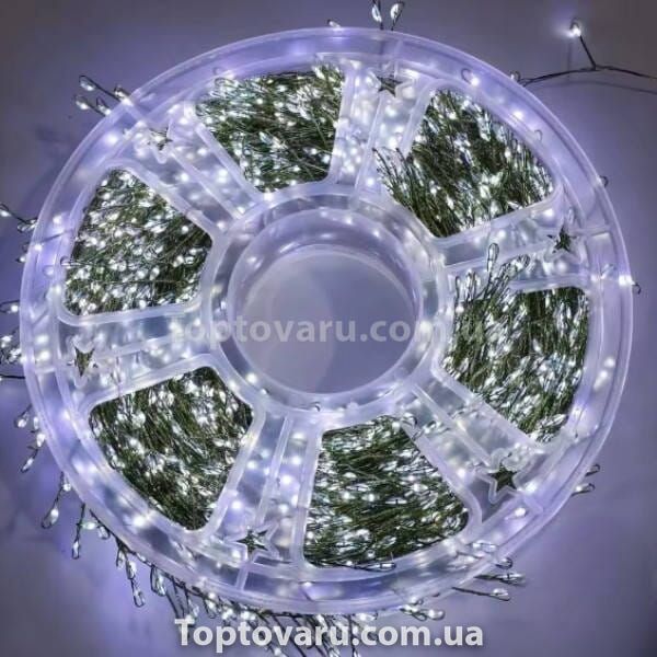 Гирлянда роса линейная Мишура пушистая зеленая проволока 50м 1500LED 220V AD -2588 Белый свет 32774 фото