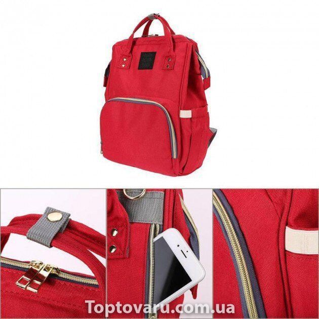 Сумка-рюкзак для мам Mom Bag Красная 1348 фото