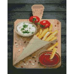 Алмазна мозаїка Strateg ПРЕМІУМ Дощечка смачної їжі розміром 30х40 см (HX492) HX492-00002 фото