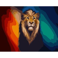Картина за номерами Strateg ПРЕМІУМ Різнобарвний лев розміром 40х50 см (GS375) GS375-00002 фото