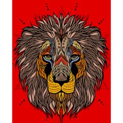 Картина за номерами Strateg ПРЕМІУМ Африканський лев розміром 40х50 см (DY195) DY195-00002 фото