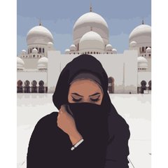 Картина за номерами Strateg ПРЕМІУМ Дівчина біля Мечеті розміром 40х50 см (GS216) GS216-00002 фото