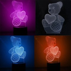 Настольный светильник 3D Desk Мишка с сердцем