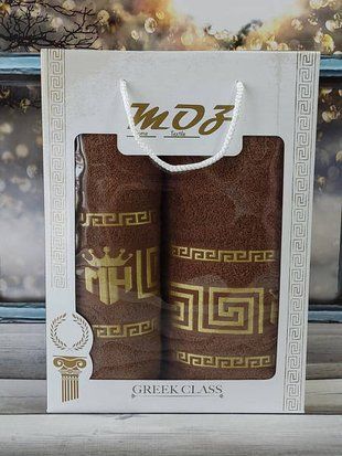 Рушники подарункові Moz versace bej набір 2шт 16822 фото