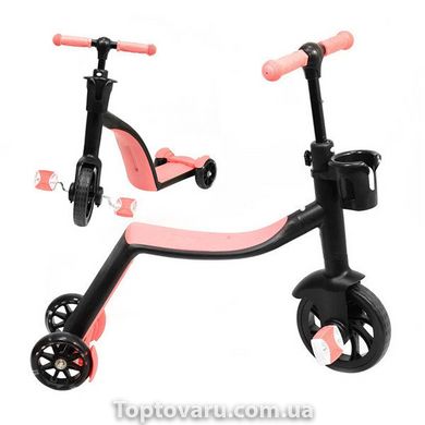 Самокат-велобег с педалями Scooter 3в1 БЕЗ УПАКОВКИ Розовый 4872 фото
