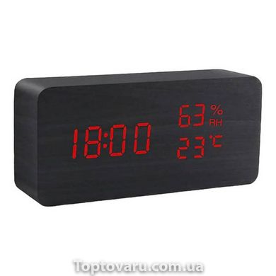 Електронний цифровий годинник VST 865 Чорний з червоним підсвічуванням 13573 фото