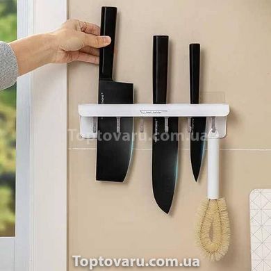 Тримач настінний для ножів з гачками Білий 12573 фото
