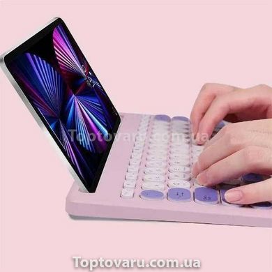 Бездротова клавіатура з мишкою та підставкою для телефону та планшета Фіолетова 14375 фото