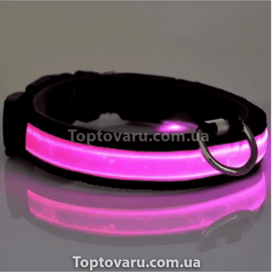 Ошейник для собак светодиодный LED Розовый размер M 12438 фото