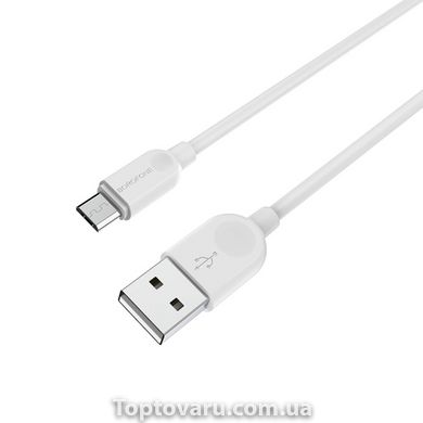 Кабель BOROFONE BX14 USB to Micro 2.4A, 1m, PVC, TPE connectors, White BX14M1W-00001 фото