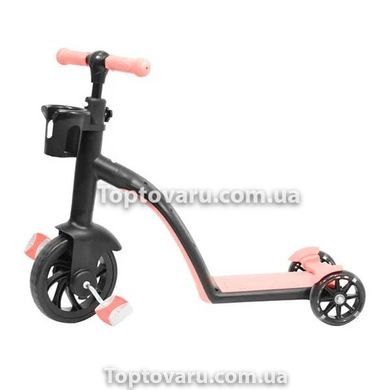 Самокат-велобег с педалями Scooter 3в1 БЕЗ УПАКОВКИ Розовый 4872 фото