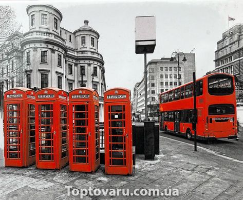 Алмазна мозаїка GM74581 "Лондон. Автобус і телефонні будки" 40x30 см в коробці 3306 фото