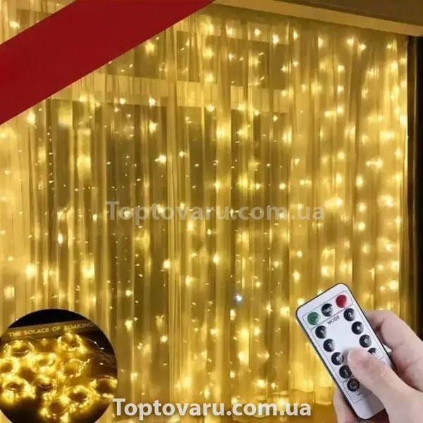 Гирлянда штора 3x2м 300LED USB с пультом Теплый свет 22281 фото