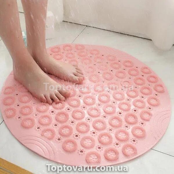 Коврик для душа нескользящий со щеткой для стоп Massage foot розовый 583 фото