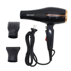 Фен для волосся Gemei GM-1780 3000 Вт з обдуванням холодним і 2 режимами температури Чорний 8313 фото