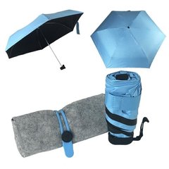 Міні-парасоля кишенькова в футлярі Блакитна 961 фото