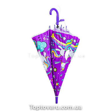 Зонт детский со свистком Единорог Фиолетовый 11611 фото