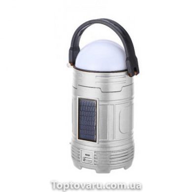 Лампа-ліхтар для кемпінгу з сонячною батареєю Camping DC-5812 Срібло 5633 фото