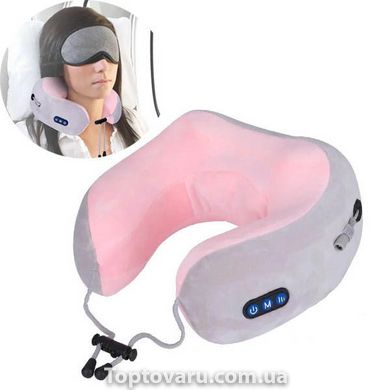 Електричний масажер для шиї U-Shaped Massage Pillow SHAKE WM-003 Рожевий 5553 фото