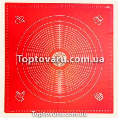 Кондитерський силіконовий килимок для розкочування тіста 70 на 70см Червоний 6749 фото