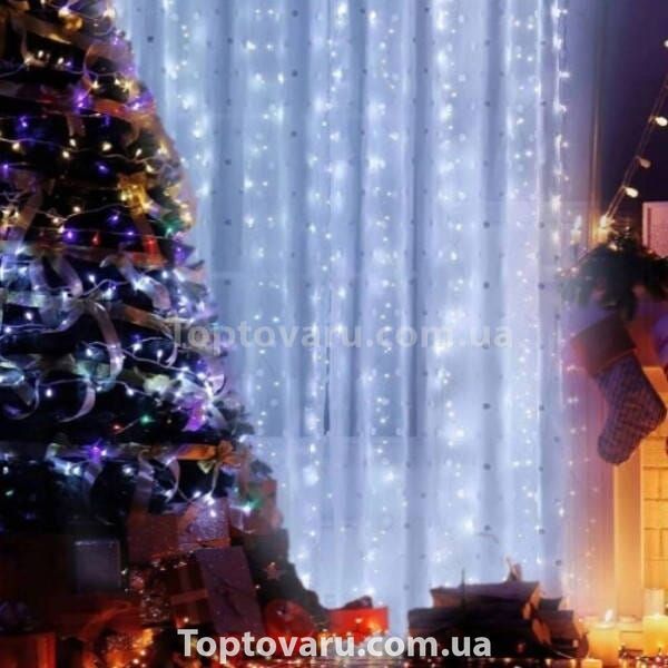 Гірлянда штора прозорий провід з перехідником 200LED 3*2м Холодний білий 31522 фото