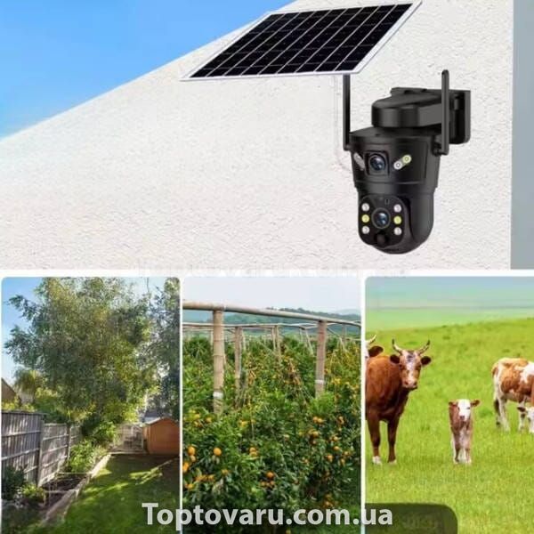 Камера відеоспостереження вулична із сонячною панеллю 360 4G Solar camear D05-4G V380 Чорна 27890 фото