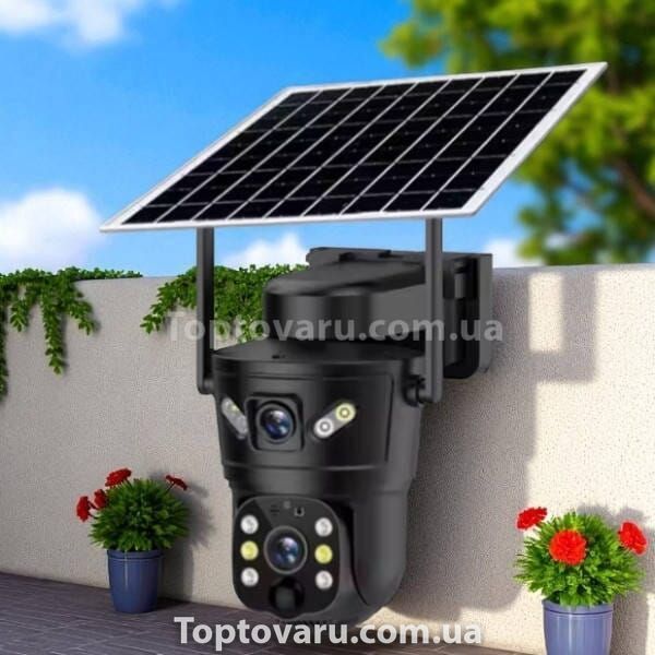 Камера відеоспостереження вулична із сонячною панеллю 360 4G Solar camear D05-4G V380 Чорна 27890 фото