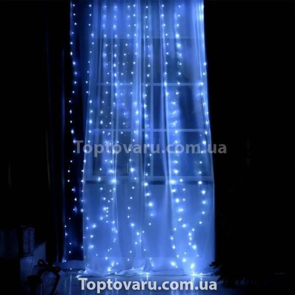 Гірлянда штора прозорий провід з перехідником 200LED 3*2м Холодний білий 31522 фото