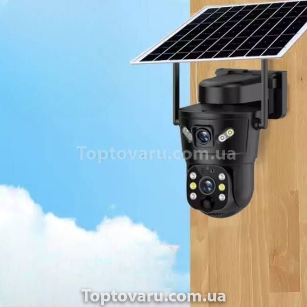 Камера відеоспостереження вулична із сонячною панеллю 360 4G Solar camear D05-4G V380 Чорна 27890 фото
