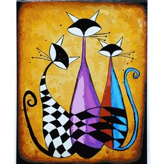 Картина за номерами Strateg ПРЕМІУМ Три котики з лаком розміром 40х50 см (SY6919) SY6919-00002 фото