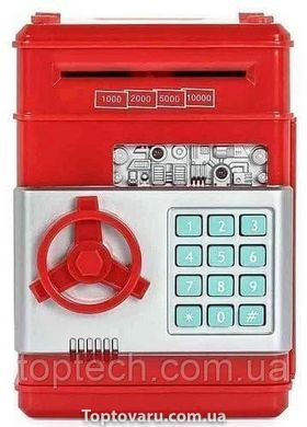 Електронна скарбничка "Сейф банкомат" з кодовим замком і купюропріємником Червона 3600 фото