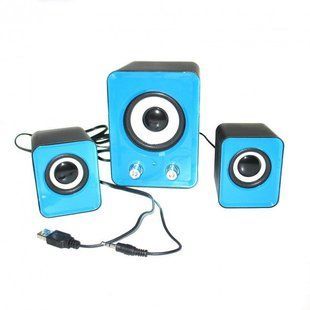 Компьютерные колонки с сабвуфером FT-202 mini 2.1 Синие 5953 фото