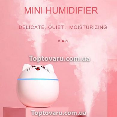 Зволожувач повітря нічник Humidifier Круглий Котик Білий 4729 фото