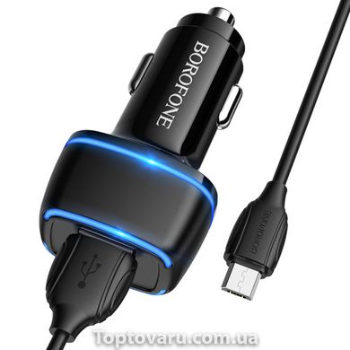 Автомобильное зарядное устройство для BOROFONE BZ14 Max dual port (Micro) Black BZ14MB-00001 фото