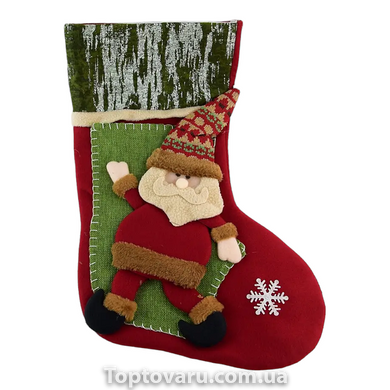 Носок новогодний для подарков Санта со снежинкой 47*30см 12508 фото