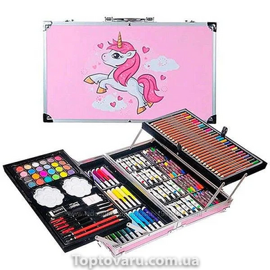 Набір для дитячої творчості та малювання Painting Set 145 предметів Рожевий 4311 фото